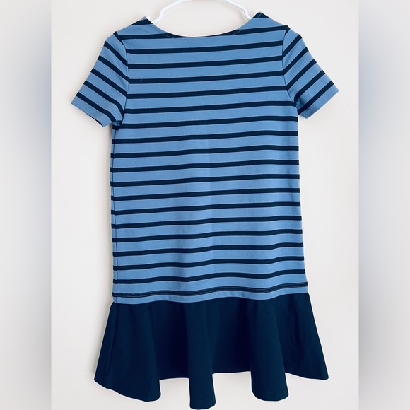 Polo Ralph Lauren Girl Blue Stripe print Ponte Dress summer short sleeve L 12-14 - Picture 2 of 5